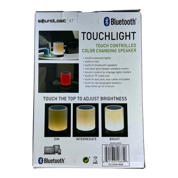 Soundlogic XT Bluetooth Speaker Wireless Touch Control TouchLight Color Changing - Picture 2 of 3